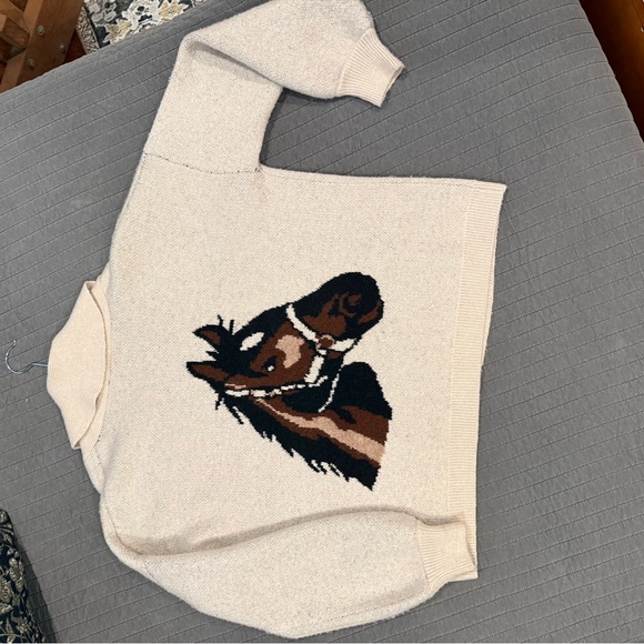 Vici Cream Intarsia Horse Back Crewneck Sweater - Picture 5 of 5